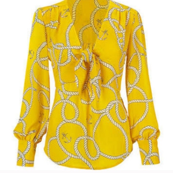 NWT -Cabi Reef Knot Blouse-yellow & white -Small - Picture 4 of 6